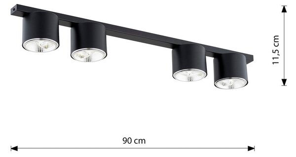 Stropní svítidlo NANO 3 – černé, 3× GU10 AR111, šířka 70 cm