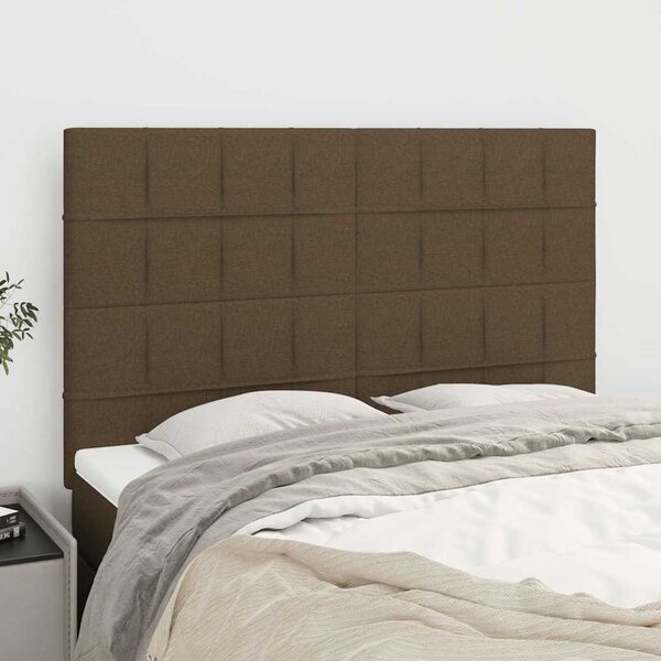Čelo postele tmavě hnědé 144x5x118/128 cm látkové 3116333