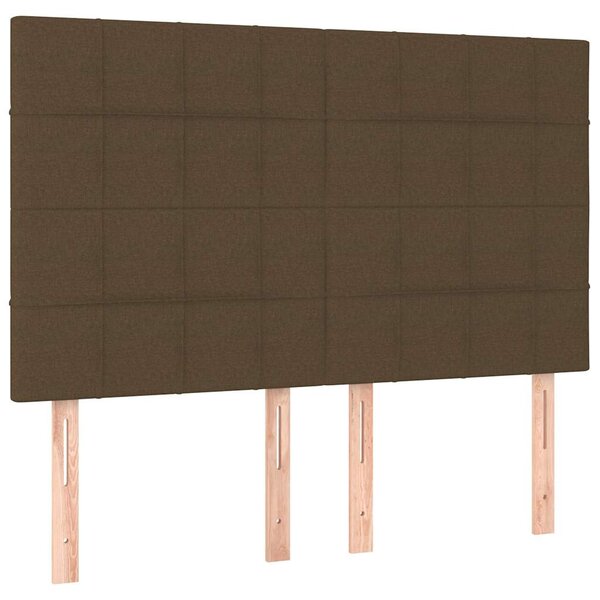 Čelo postele tmavě hnědé 144x5x118/128 cm látkové 3116333