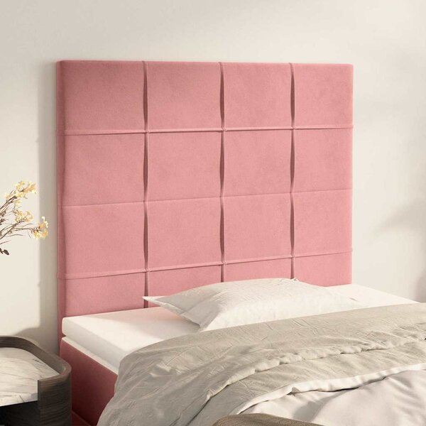 Čelo postele růžové 80x5x118/128 cm sametové 3116367