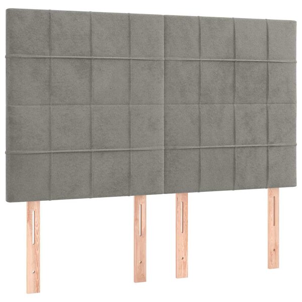Čelo postele světle šedé 144x5x118/128 cm sametové 3116380