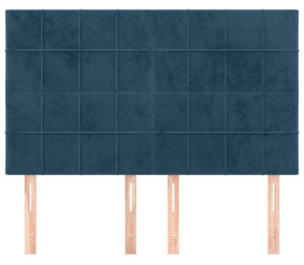 Čelo postele tmavě modré 144x5x118/128 cm sametové 3116384