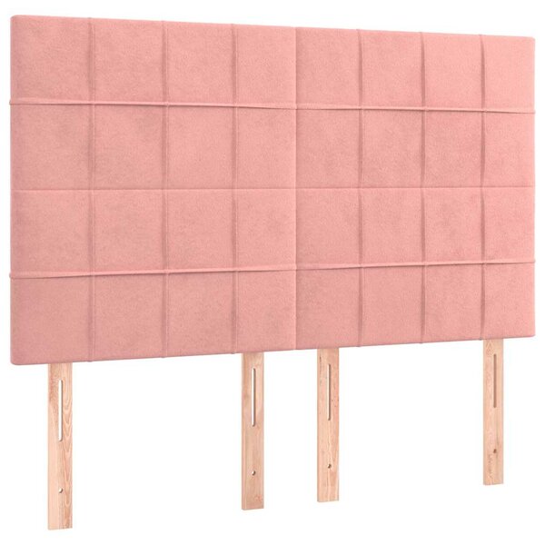 Čelo postele růžové 144x5x118/128 cm sametové 3116385
