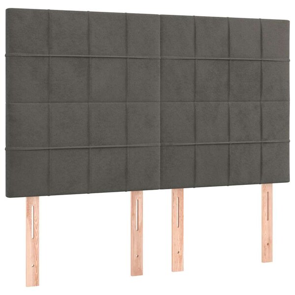 Čelo postele s LED tmavě šedé 144x5x118/128 cm samet 3122473