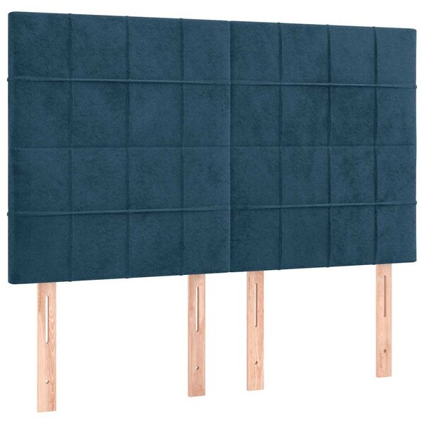 Čelo postele tmavě modré 144x5x118/128 cm sametové 3116384