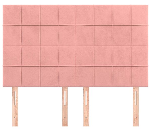 Čelo postele růžové 144x5x118/128 cm sametové 3116385