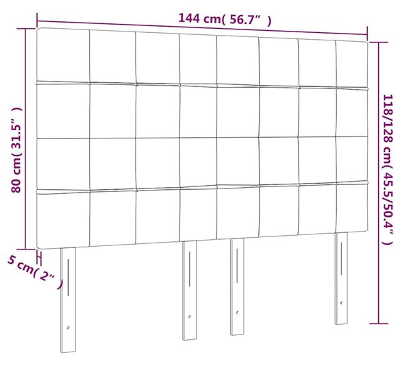 Čelo postele s LED černé 144x5x118/128 cm textil 3122424