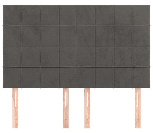 Čelo postele tmavě šedé 144x5x118/128 cm sametové 3116381
