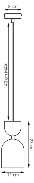 Závěsné svítidlo GAUDI 1 – černé / oranžové, 1× E14, šířka 11 cm
