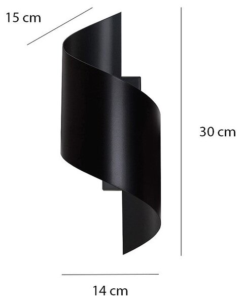 Nástěnné svítidlo SPINER – černé, 1× G9, šířka 14 cm