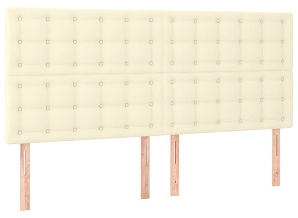 Čelo postele s LED krémové 160x5x118/128 cm umělá kůže 3122522