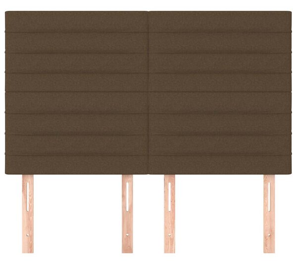 Čelo postele tmavě hnědé 144x5x118/128 cm látkové 3116473