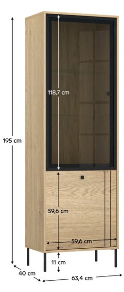 COLEN VITRINA 1D1W DUB CREMONA NA OBJEDNAVKU