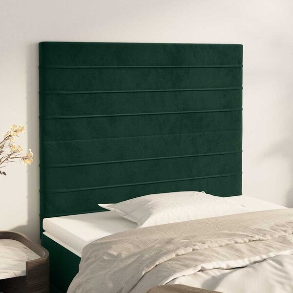 Čelo postele tmavě zelené 80x5x118/128 cm sametové 3116505