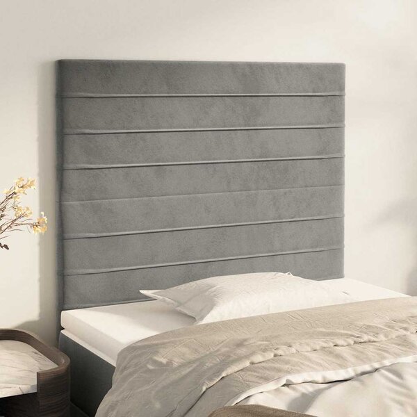 Čelo postele světle šedé 100x5x118/128 cm sametové 3116514