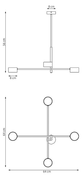 Stropní svítidlo NATSU 4 – černé, 4× GX53, šířka 64 cm