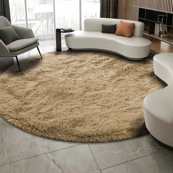 Koberec Shaggy Strado kulatý 140x140 CappuccinoCamel (světle hnědý)