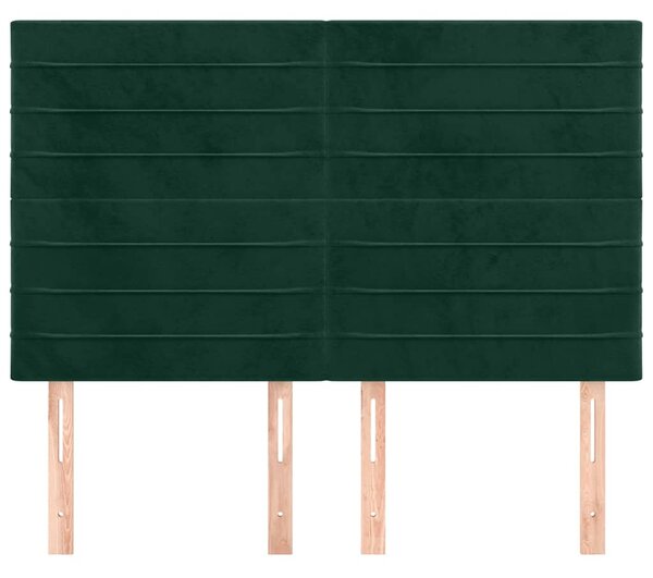 Čelo postele tmavě zelené 144x5x118/128 cm sametové 3116523