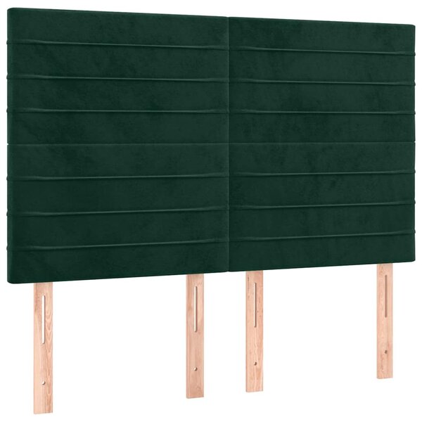 Čelo postele tmavě zelené 144x5x118/128 cm sametové 3116523