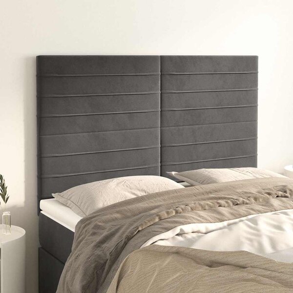 Čelo postele tmavě šedé 144x5x118/128 cm sametové 3116521