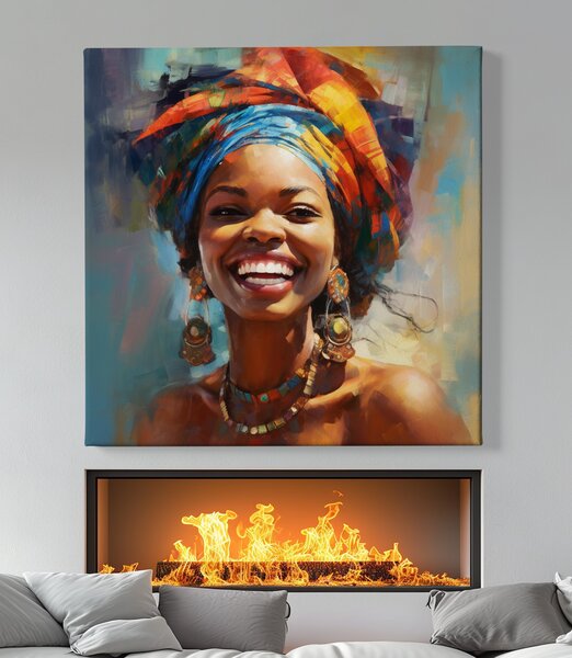 Obraz na plátně - Smějící se africká žena FeelHappy.cz Vyberte rozměr (Šířka/Výška): 40 x 40 cm