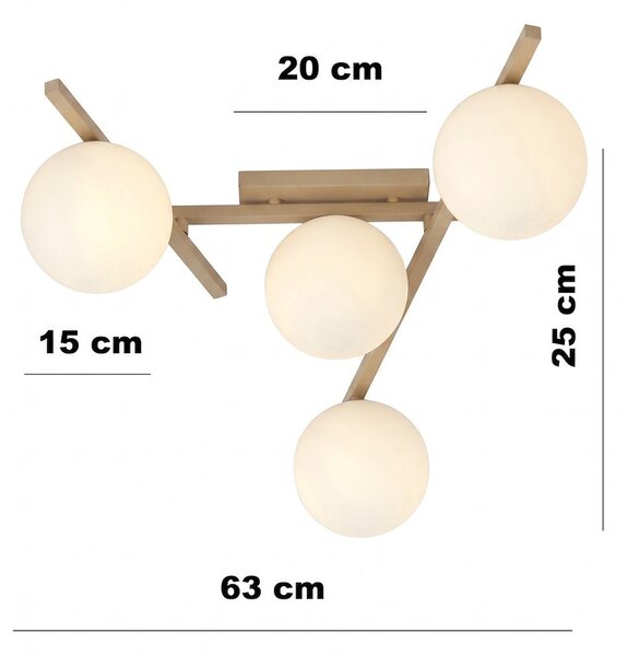 Stropní svítidlo SMART 4 – moka, opálové sklo, 4× E14, šířka 63 cm
