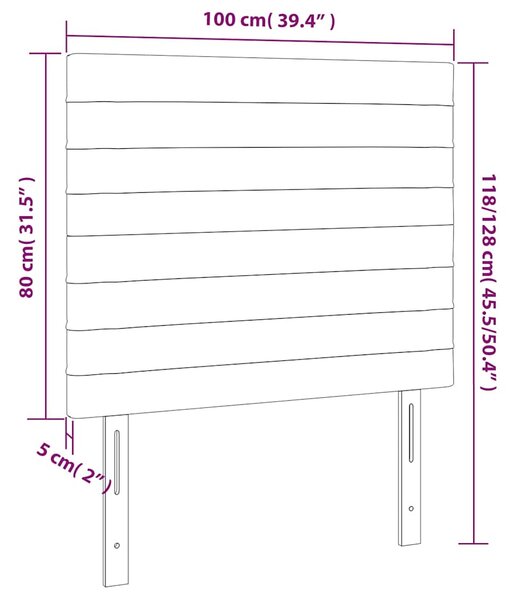 Čelo postele s LED světle šedé 100x5x118/128 cm samet 3122606