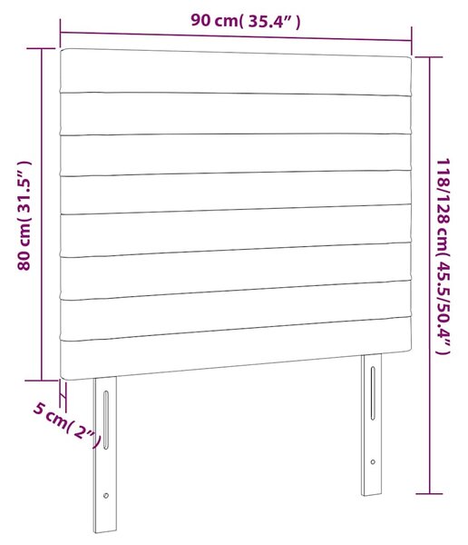 Čelo postele s LED krémové 90x5x118/128 cm textil 3122551