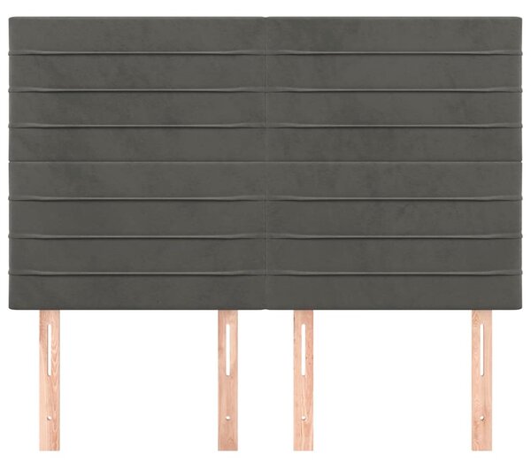 Čelo postele tmavě šedé 144x5x118/128 cm sametové 3116521