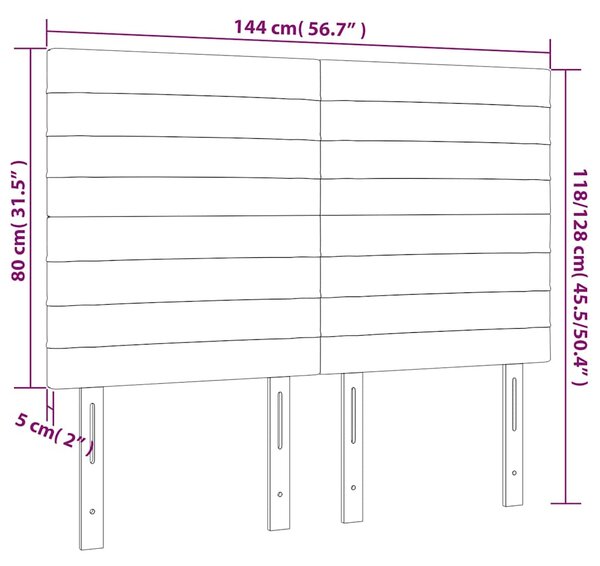 Čelo postele s LED tmavě zelená 144x5x118/128 cm samet 3122615