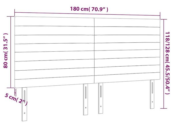 Čelo postele s LED tmavě hnědé 180x5x118/128 cm textil 3122581