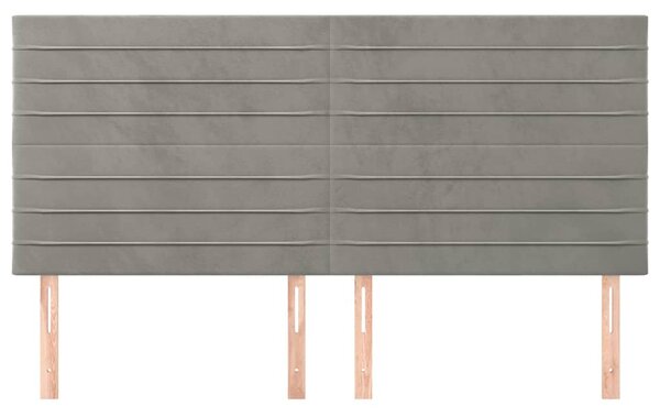 Čelo postele světle šedé 200 x 5 x 118/128 cm sametové 3116538