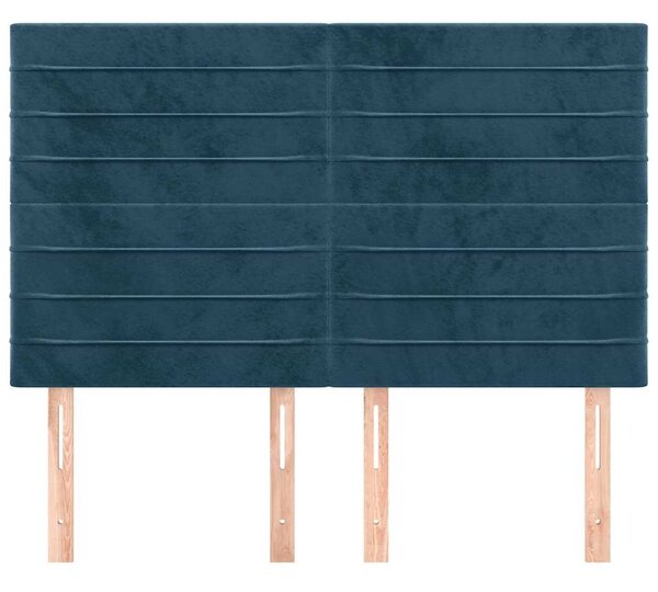 Čelo postele tmavě modré 144x5x118/128 cm sametové 3116524