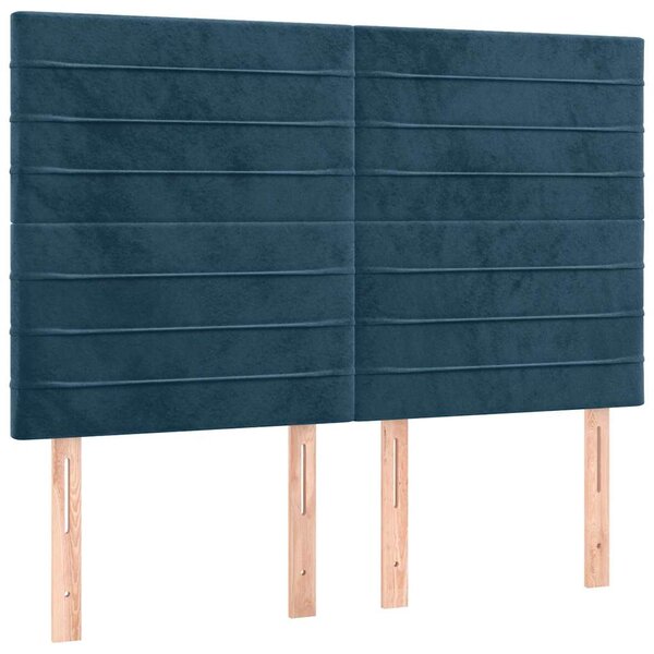 Čelo postele tmavě modré 144x5x118/128 cm sametové 3116524