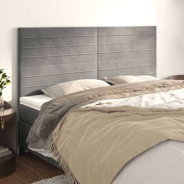 Čelo postele světle šedé 200 x 5 x 118/128 cm sametové 3116538