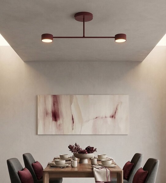 Stropní svítidlo HALO 2 – vínové, 2× GX53, šířka 60 cm