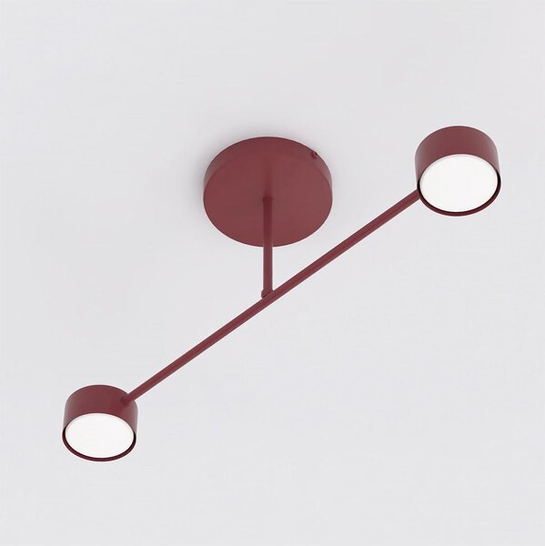 Stropní svítidlo HALO 2 – vínové, 2× GX53, šířka 60 cm