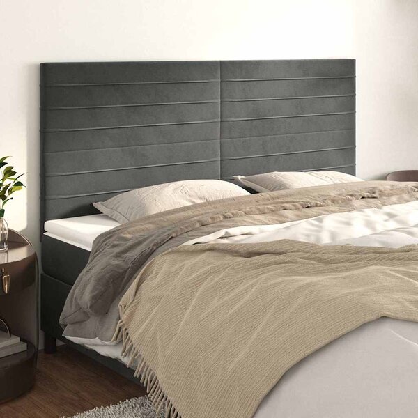 Čelo postele tmavě šedé 160x5x118/128 cm sametové 3116527