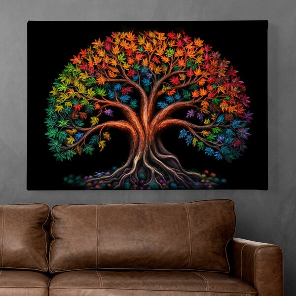 Obraz na plátně - Strom života s pestrobarevnými listy FeelHappy.cz Velikost obrazu: 40 x 30 cm