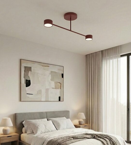 Stropní svítidlo HALO 2 – vínové, 2× GX53, šířka 60 cm