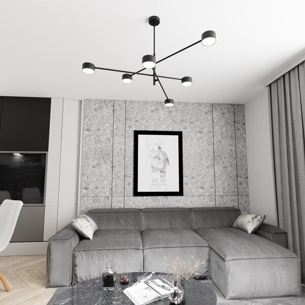 Stropní svítidlo NATSU 6 – černé, 6× GX53, šířka 84 cm