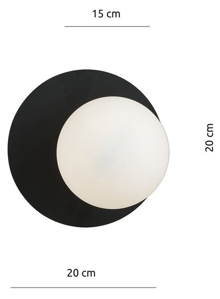Nástěnné svítidlo OSLO K1 – černé, opálové sklo, 1× E14, šířka 20 cm