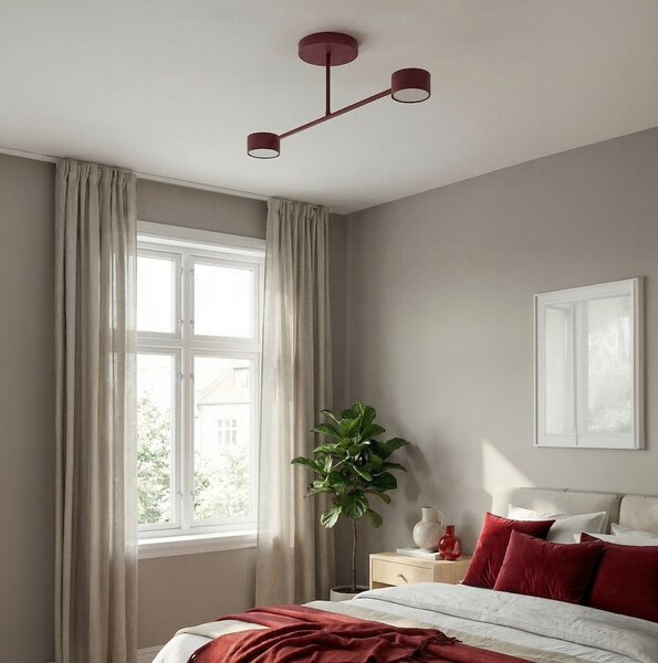 Stropní svítidlo HALO 2 – vínové, 2× GX53, šířka 60 cm