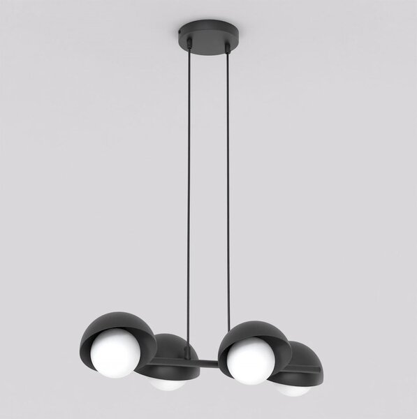 Závěsné svítidlo BOOM 4 – černé, bílé sklo, 4× G9, šířka 60 cm