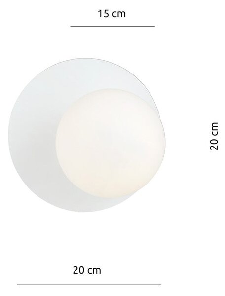 Nástěnné svítidlo OSLO K1 – bílé, opálové sklo, 1× E14, šířka 20 cm