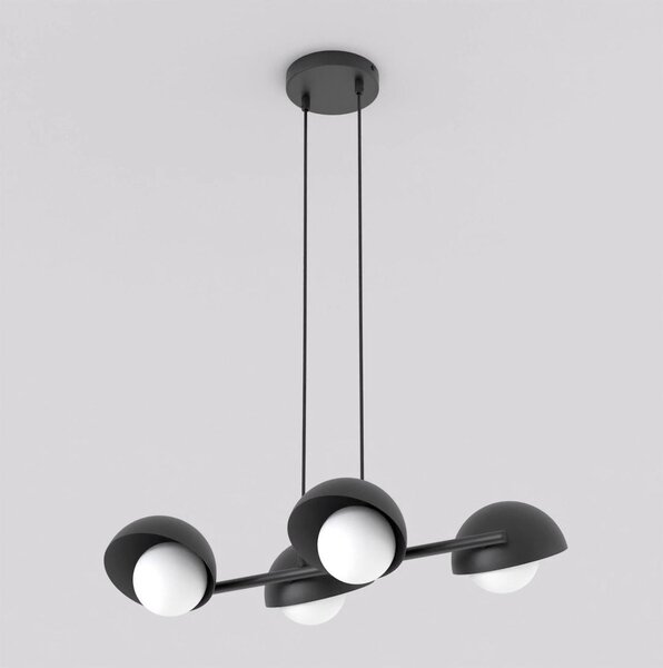 Závěsné svítidlo BOOM 4 – černé, bílé sklo, 4× G9, šířka 60 cm