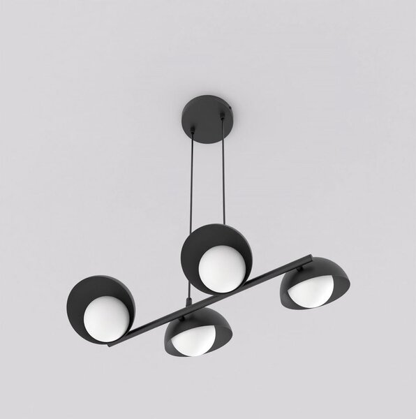 Závěsné svítidlo BOOM 4 – černé, bílé sklo, 4× G9, šířka 60 cm