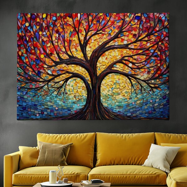 Obraz na plátně - Strom života Mozaika FeelHappy.cz Velikost obrazu (šířka x výška): 40 x 30 cm