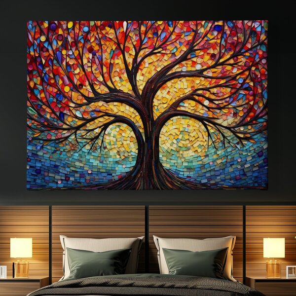 Obraz na plátně - Strom života Mozaika FeelHappy.cz Velikost obrazu (šířka x výška): 40 x 30 cm