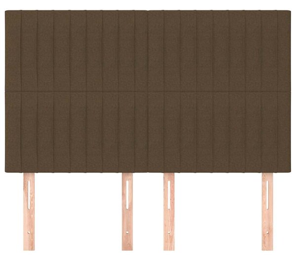 Čelo postele tmavě hnědé 144x5x118/128 cm látkové 3116571